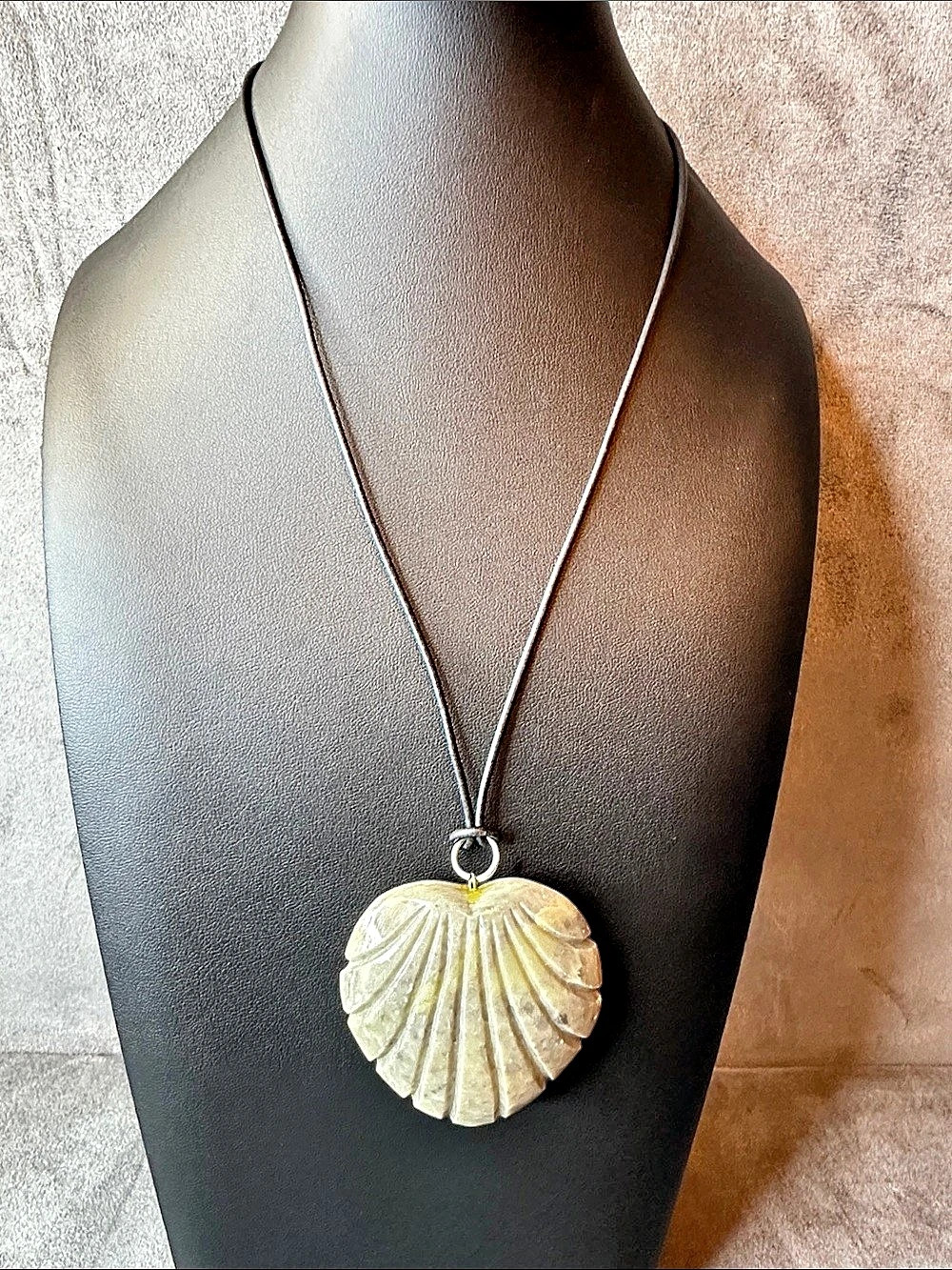 Shell Carved Stone Pendant Necklace